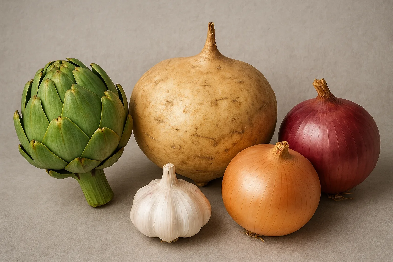 artichoke, jicama, garlic, and onions